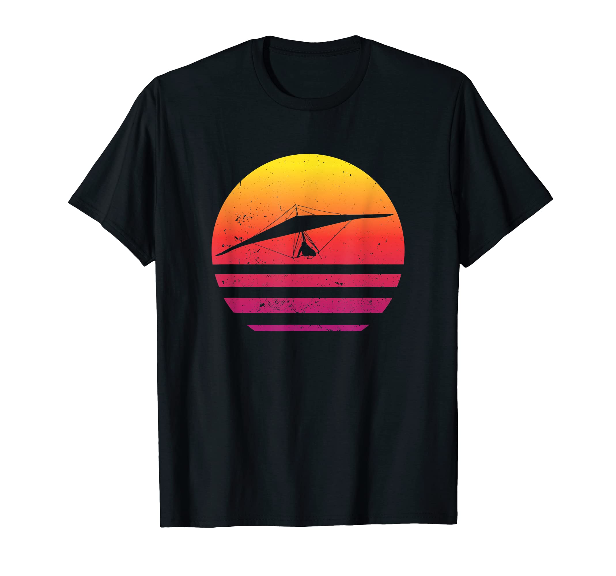 Hang Gliding Sunset Old School Funny T-Shirt - Minimalist Print for Adults - T-Shirt, Sweatshirt, Hoodie