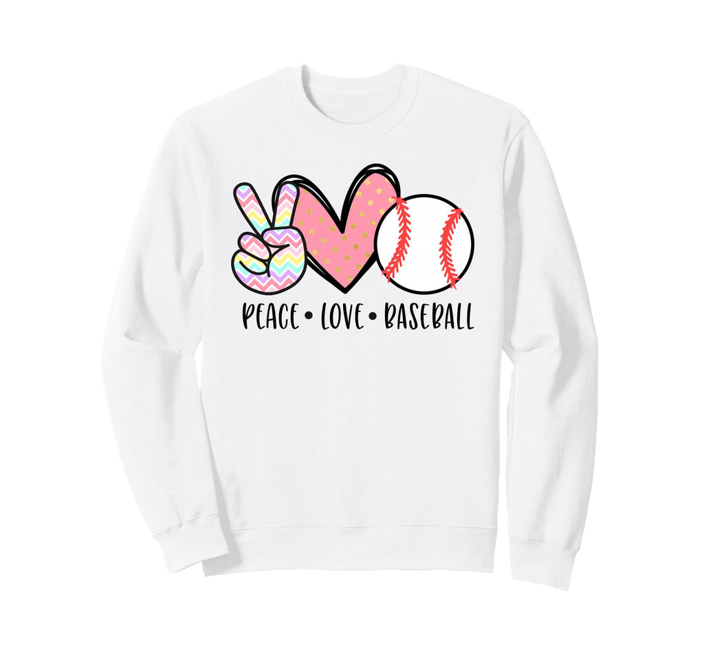 Peace Love Baseball Funny Teens Mom Sweatshirt - Graphic Print for Adults - T-Shirt, Sweatshirt, Hoodie