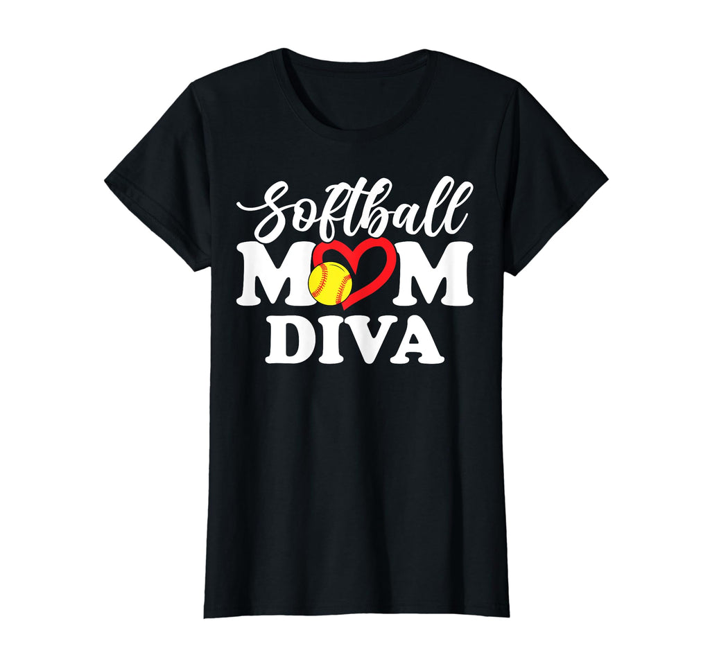 Softball Mom Diva Funny Baseball T-Shirt - Novelty Apparel for Adults - T-Shirt, Sweatshirt, Hoodie