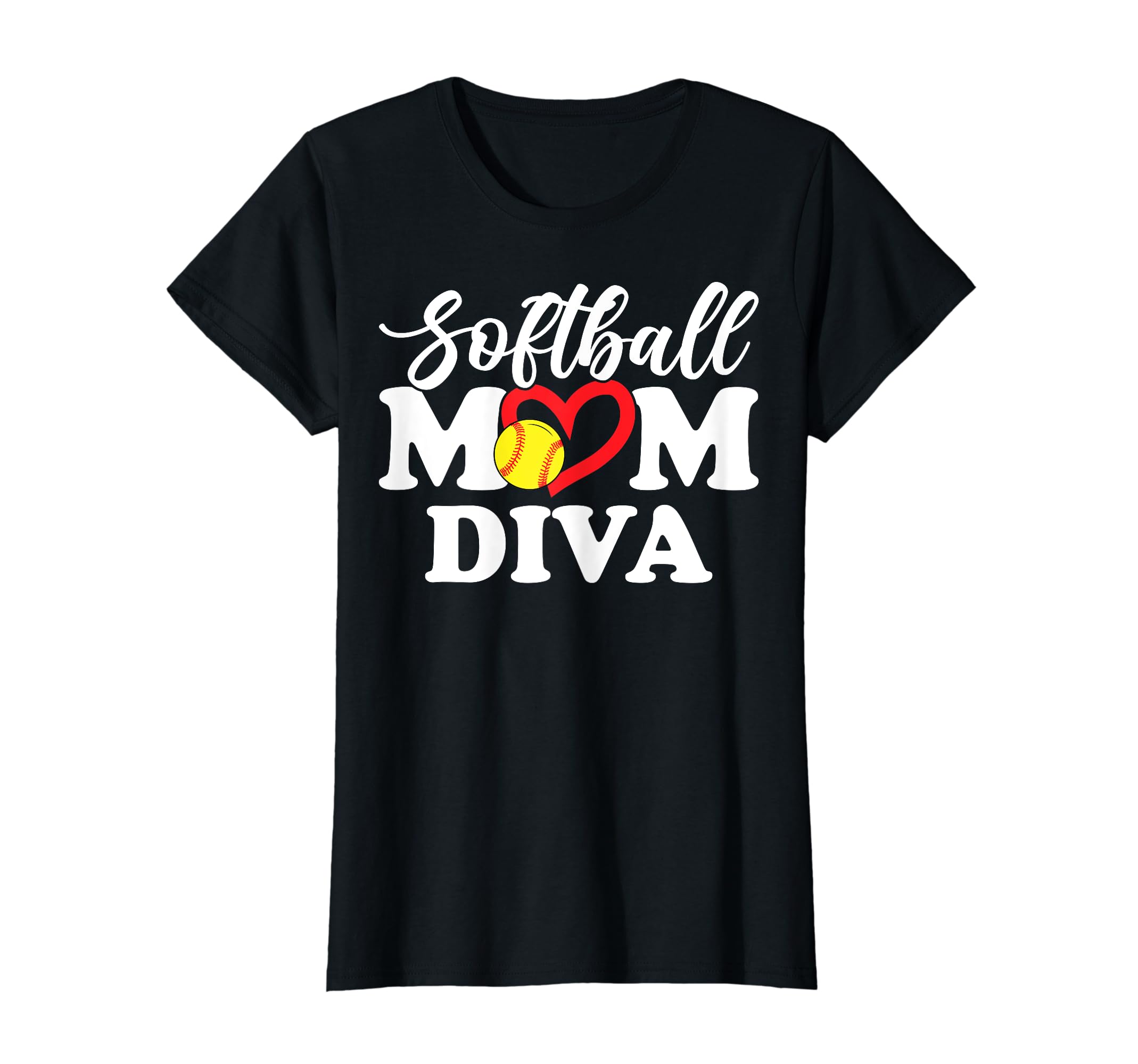 Softball Mom Diva Funny Baseball T-Shirt - Novelty Apparel for Adults - T-Shirt, Sweatshirt, Hoodie