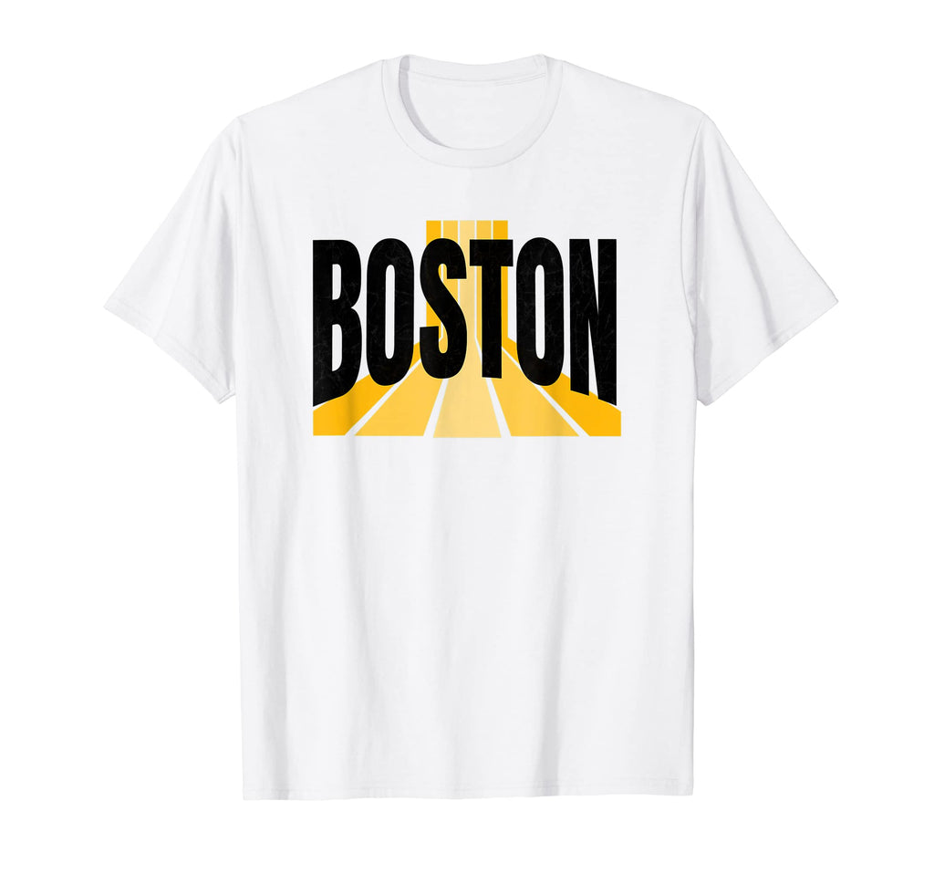 Boston Massachusetts Yellow Black Boston T-Shirt - Custom Art Print Unisex - T-Shirt, Sweatshirt, Hoodie
