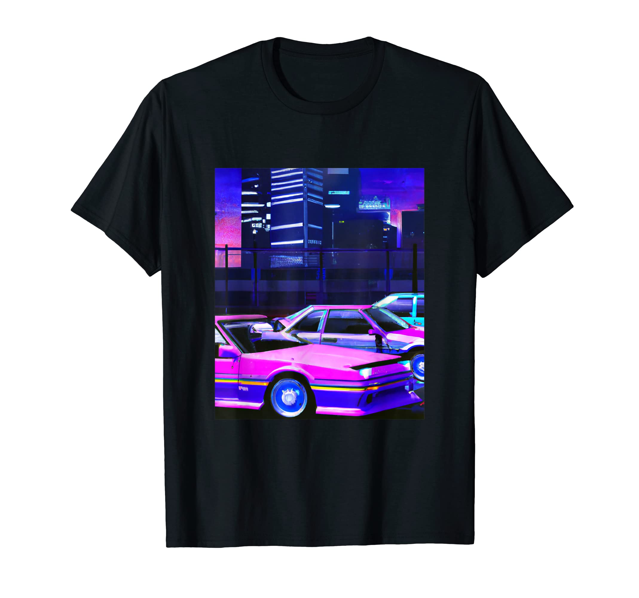 Vaporwave Car Synthwave City T-Shirt - Casual Everyday Wear for Adults - T-Shirt, Sweatshirt, Hoodie