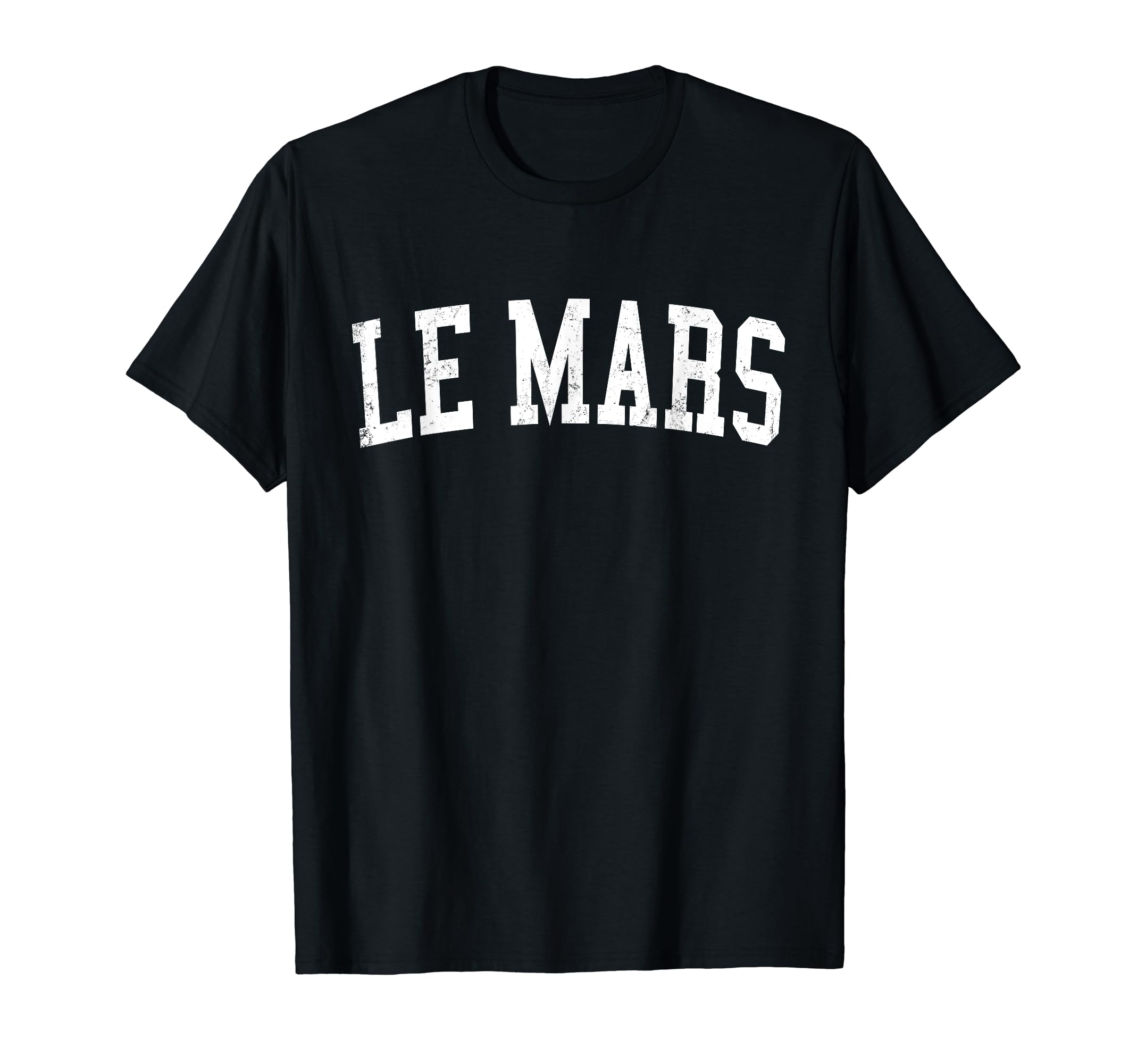 Le Mars Ia Distressed White Varsity T-Shirt - Trendy Graphic Unisex - T-Shirt, Sweatshirt, Hoodie