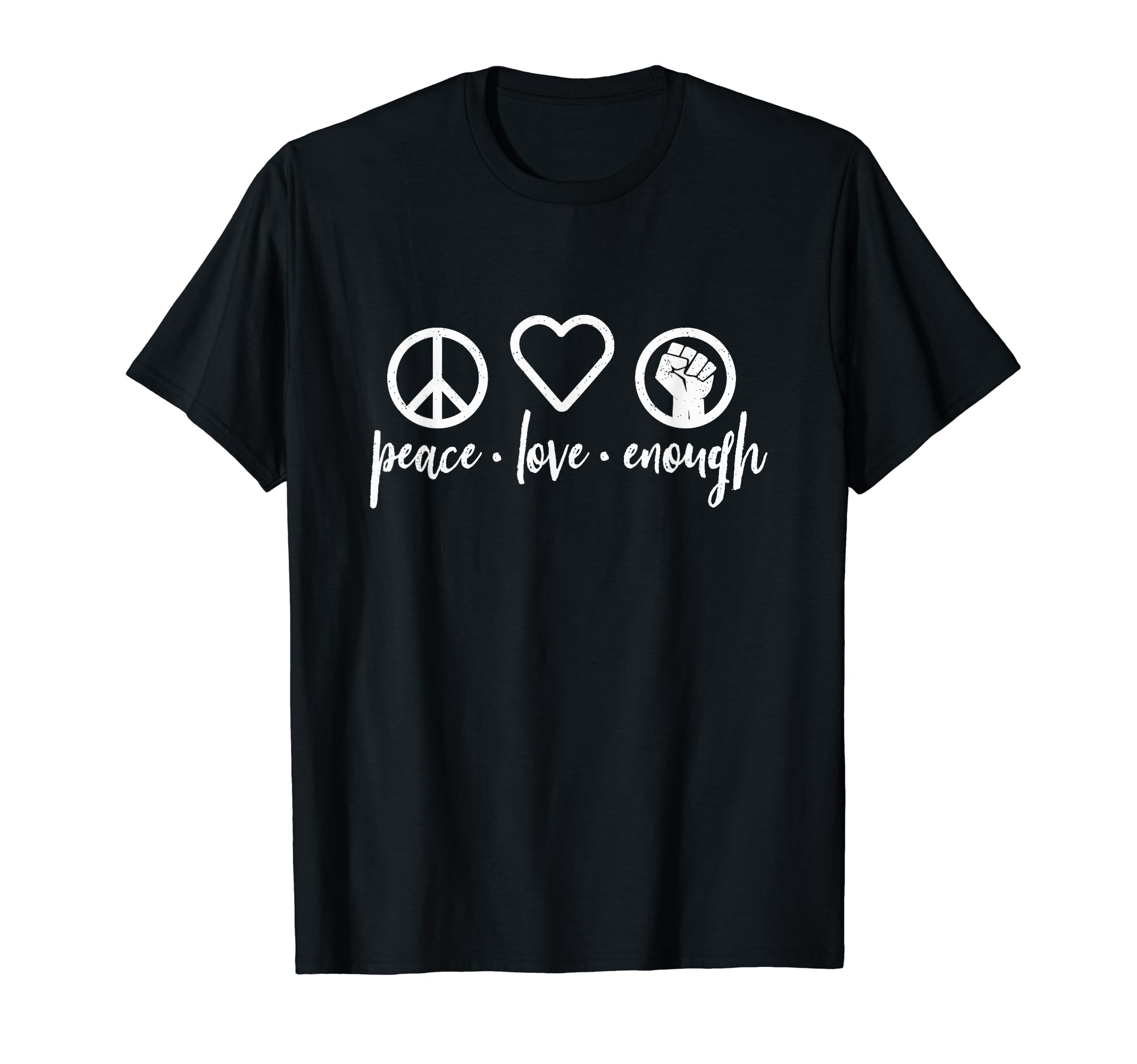 Peace Love Enough Script Icons Dark T-Shirt - Aesthetic Graphic for Adults - T-Shirt, Sweatshirt, Hoodie