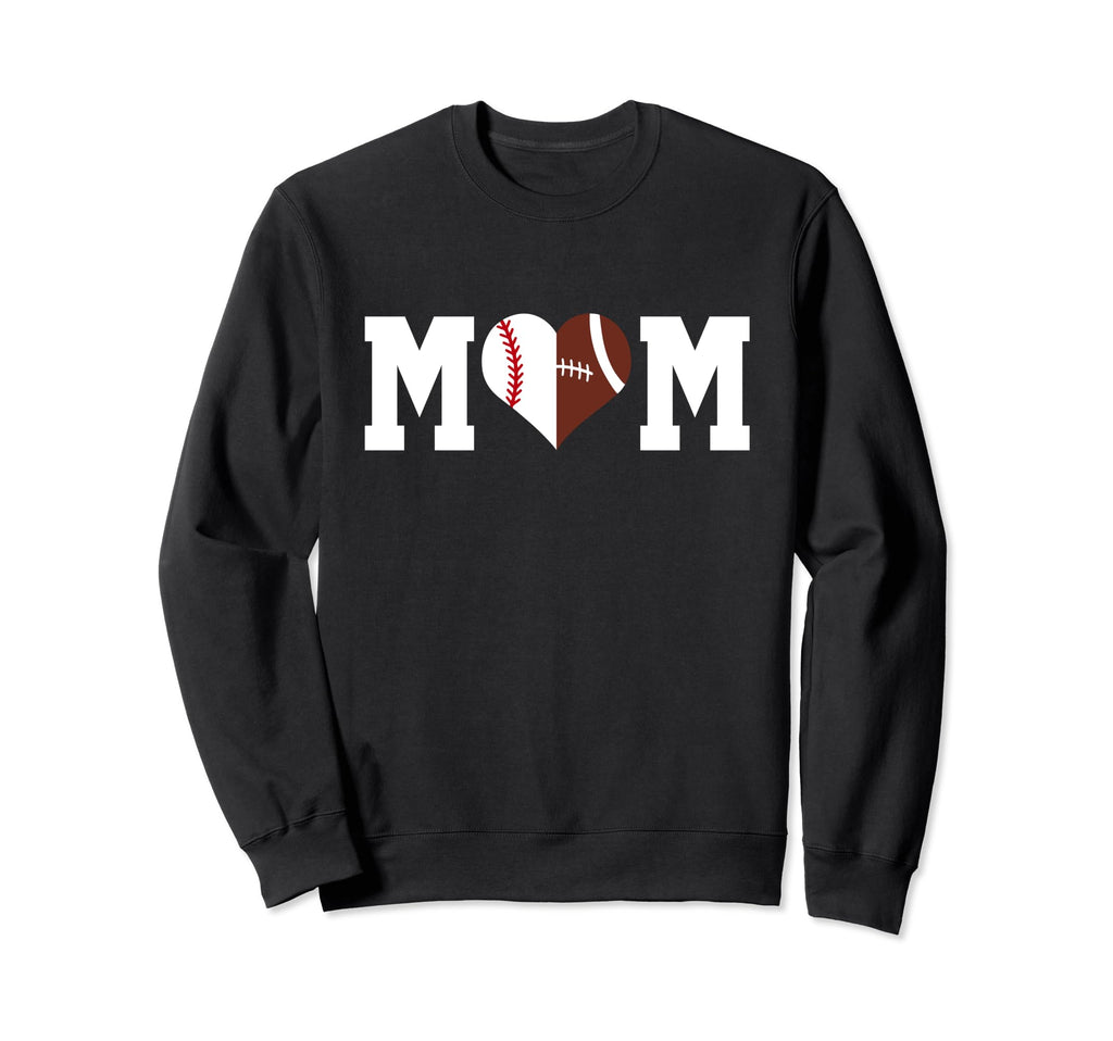 Mom Half Football Half Baseball Sweatshirt - Custom Art Print Men Women - T-Shirt, Sweatshirt, Hoodie