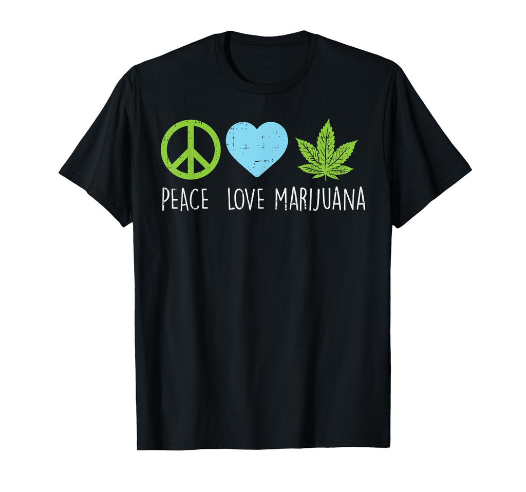 Peace Love Marijuana Hippie Weed T-Shirt - Aesthetic Graphic Men Women - T-Shirt, Sweatshirt, Hoodie