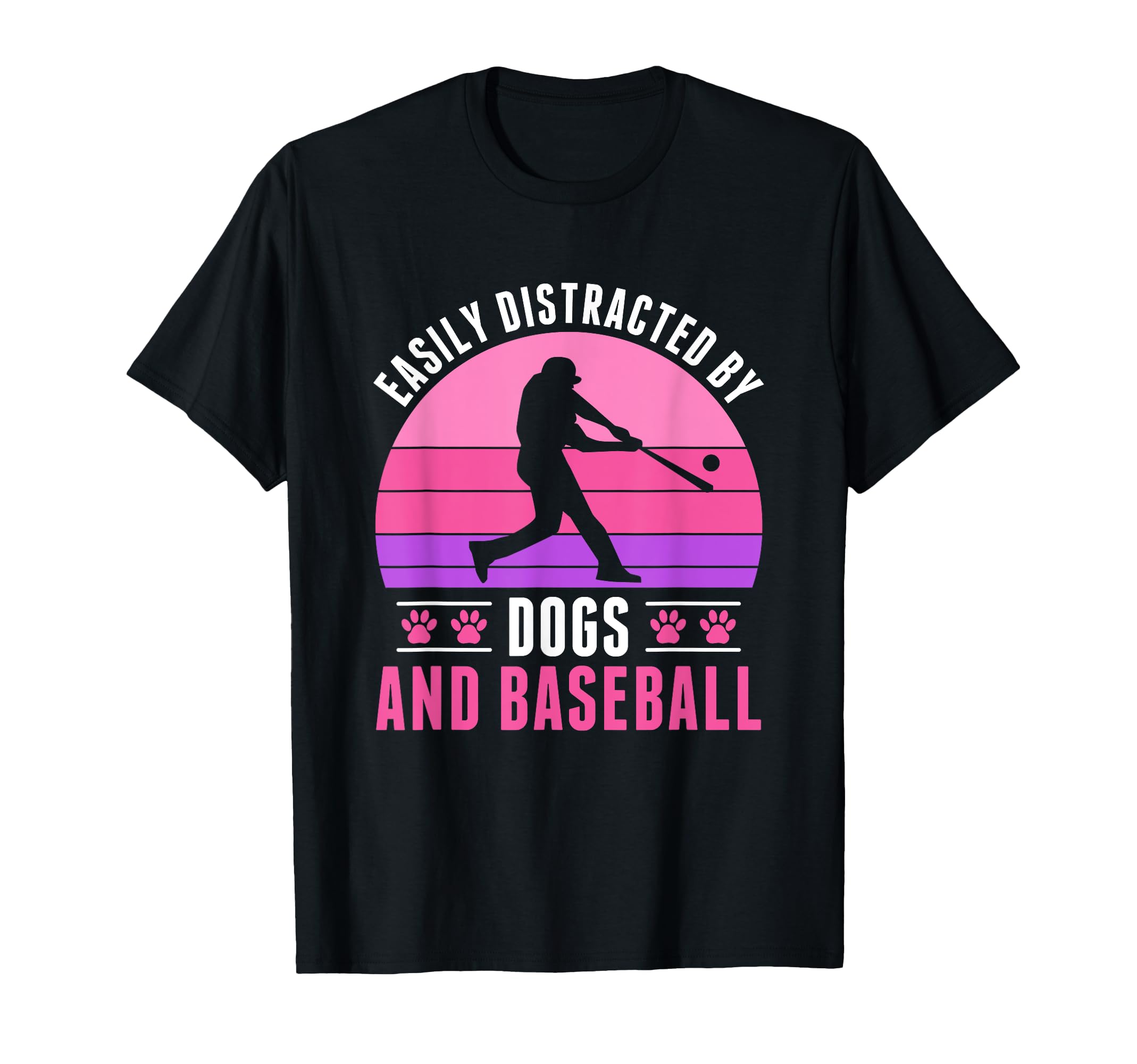 Easily Distracted Baseball And Dogs T-Shirt - Minimalist Print Unisex - T-Shirt, Sweatshirt, Hoodie