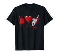Scary Peace Love Horror Movies Chain T-Shirt - Casual Everyday Wear Unisex - T-Shirt, Sweatshirt, Hoodie