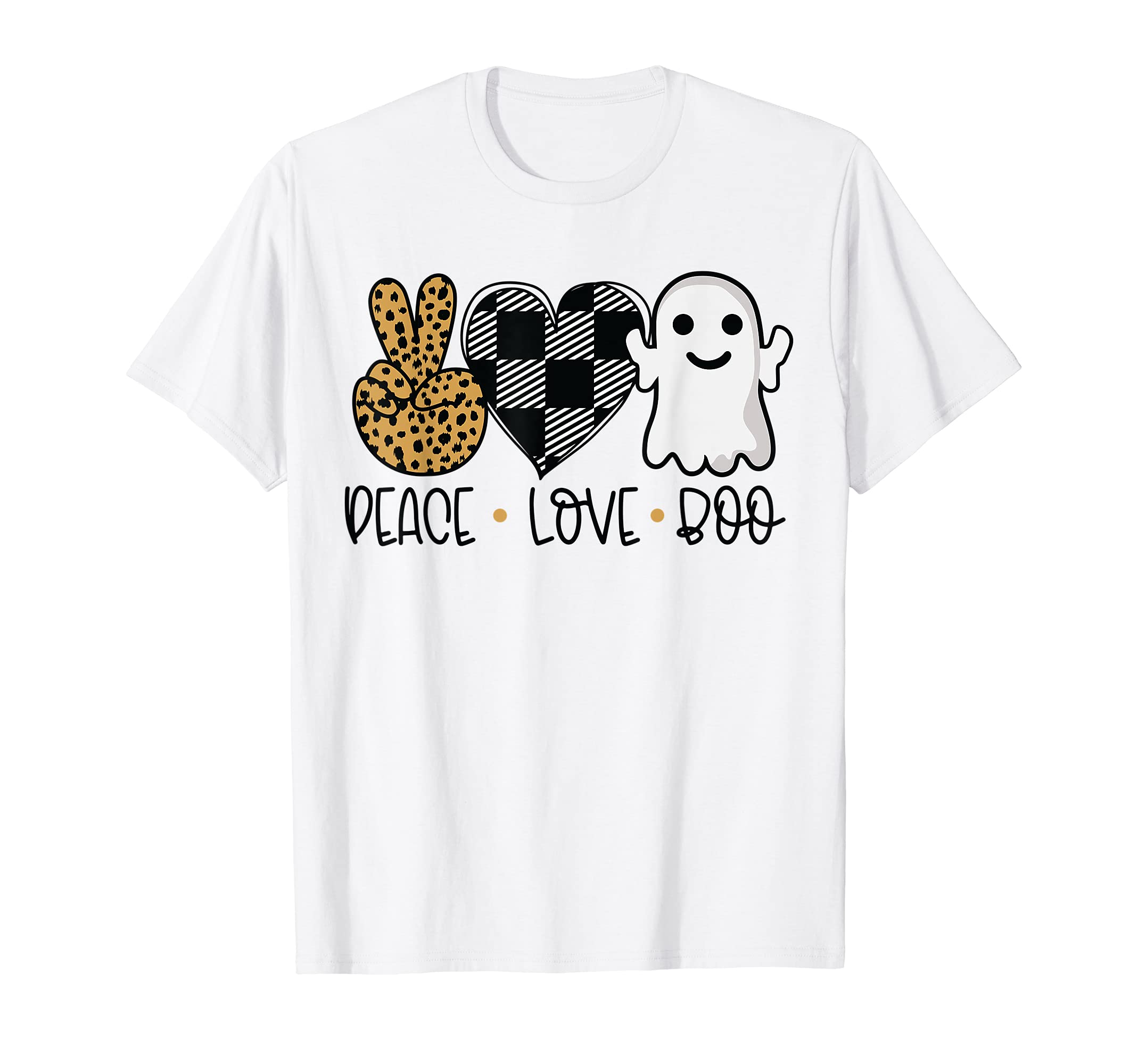 Peace Love Boo Halloween T-Shirt - Graphic Print Unisex - T-Shirt, Sweatshirt, Hoodie