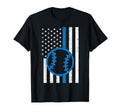 Us Flag Thin Blue Line Baseball T-Shirt - Custom Art Print Men Women - T-Shirt, Sweatshirt, Hoodie
