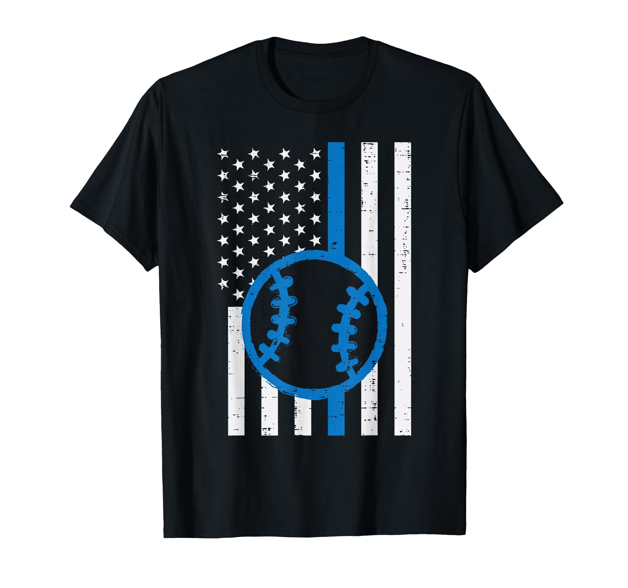 Us Flag Thin Blue Line Baseball T-Shirt - Custom Art Print Men Women - T-Shirt, Sweatshirt, Hoodie