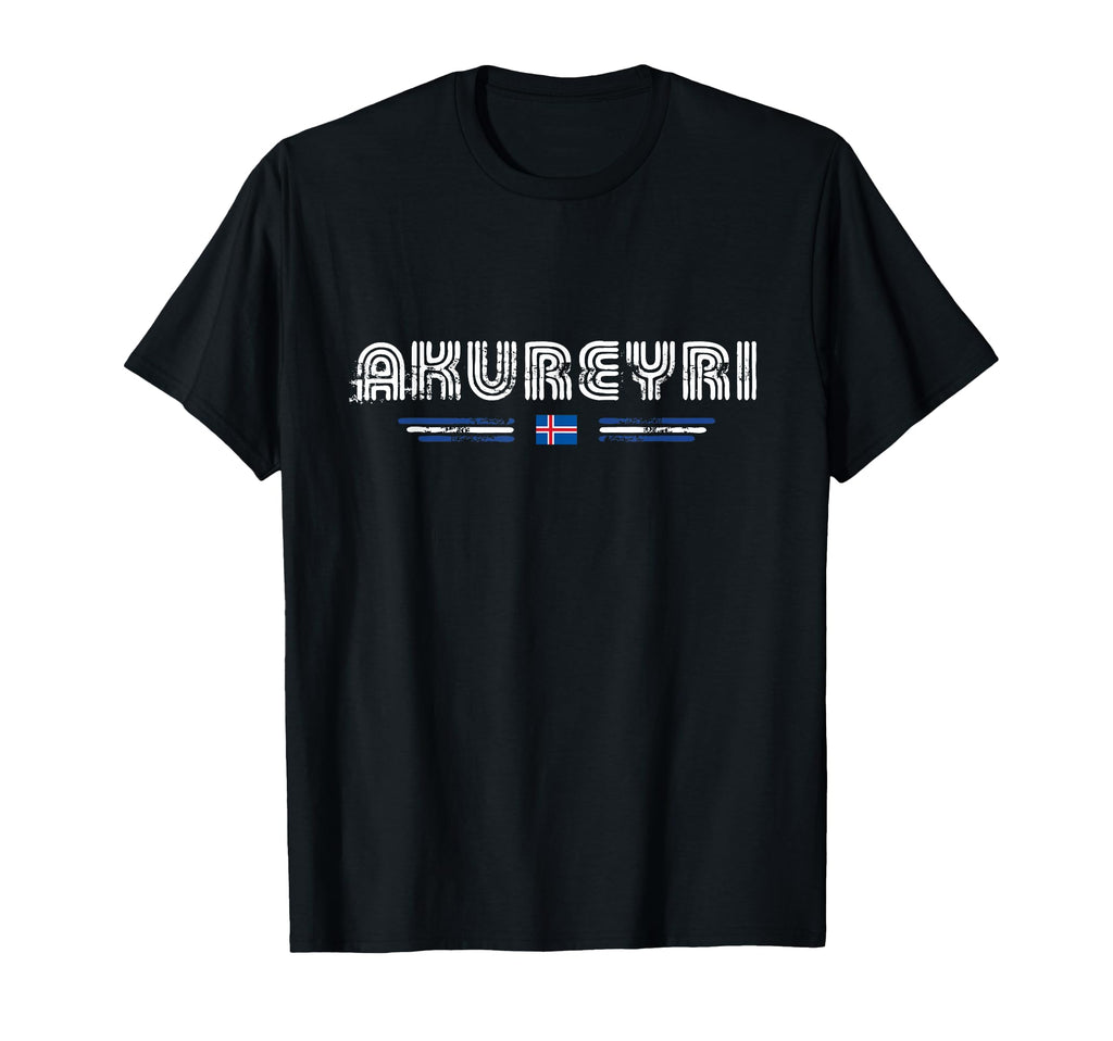 Akureyri Iceland 70S 80S Type T-Shirt - Novelty Apparel Unisex - T-Shirt, Sweatshirt, Hoodie