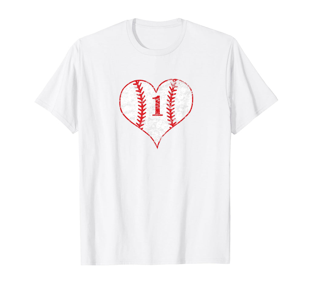 Love Baseball Mom 1 Baseball Heart Number 1 T-Shirt - Graphic Print Unisex - T-Shirt, Sweatshirt, Hoodie