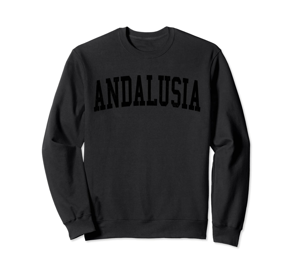 Andalusia Al Distressed Black Sweatshirt - Minimalist Print Men Women - T-Shirt, Sweatshirt, Hoodie