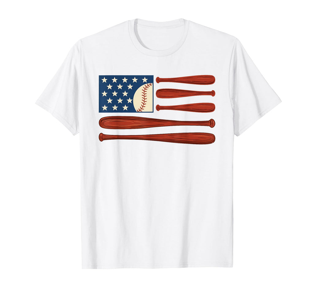 American Flag Baseball 4Th July T-Shirt - Unique Graphic Men Women - T-Shirt, Sweatshirt, Hoodie