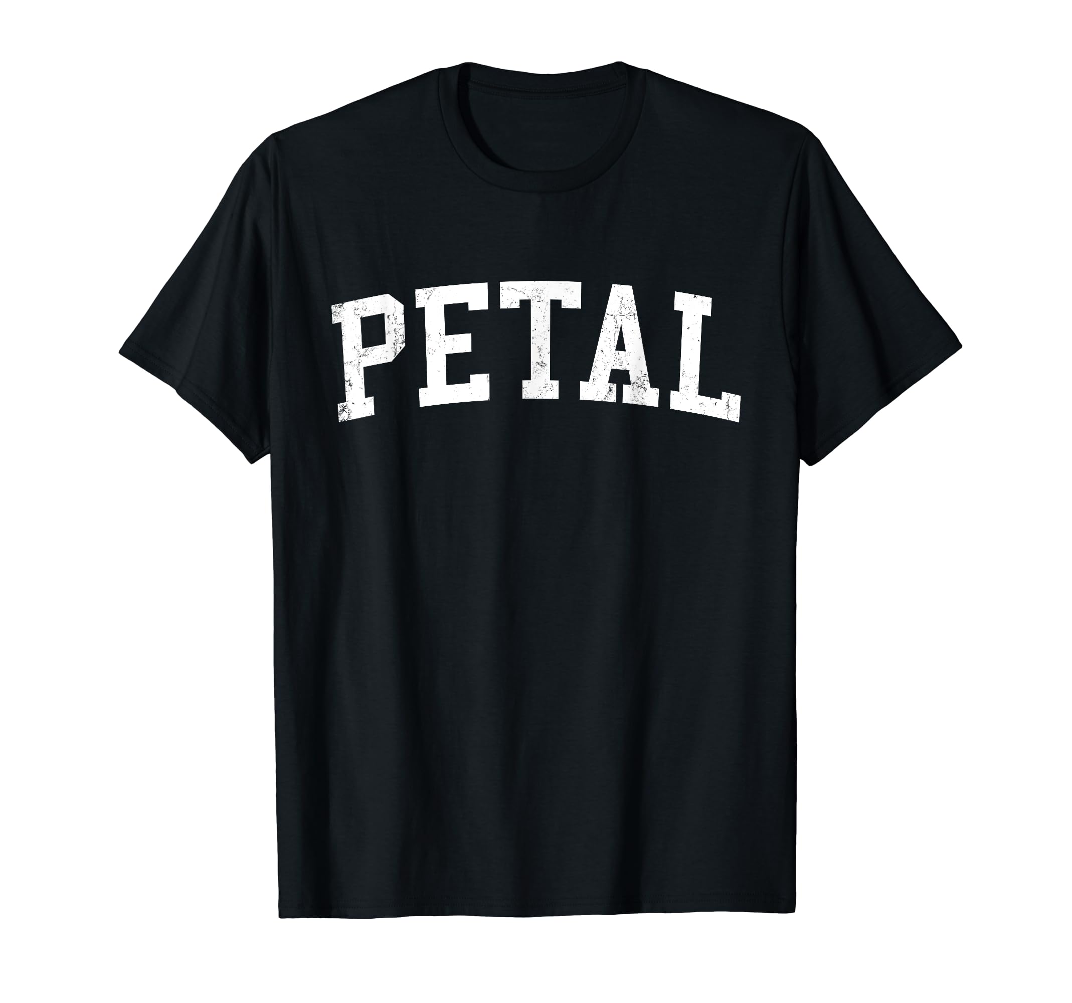 Petal Ms Distressed White Varsity T-Shirt - Graphic Print for Adults - T-Shirt, Sweatshirt, Hoodie