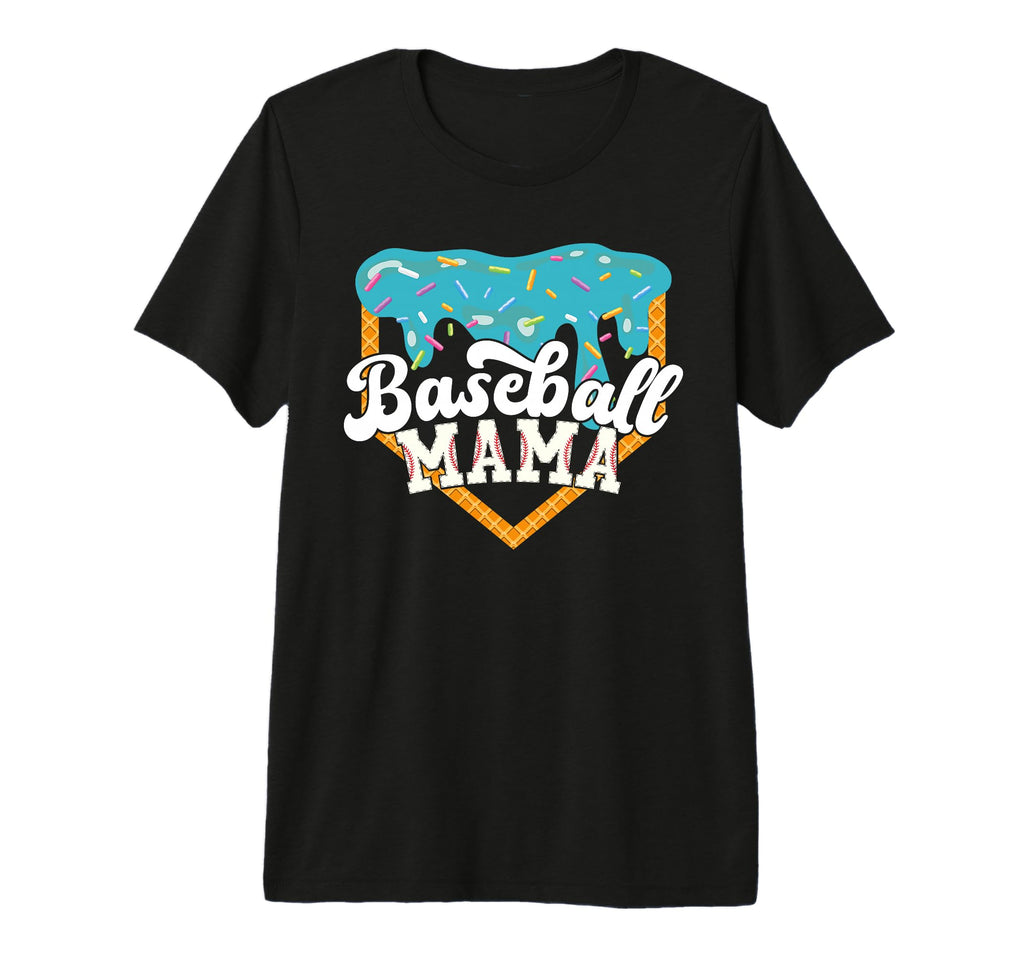 Baseball Mama Drip Ice Cream Tri Blend T-Shirt - Trendy Graphic Men Women - T-Shirt, Sweatshirt, Hoodie