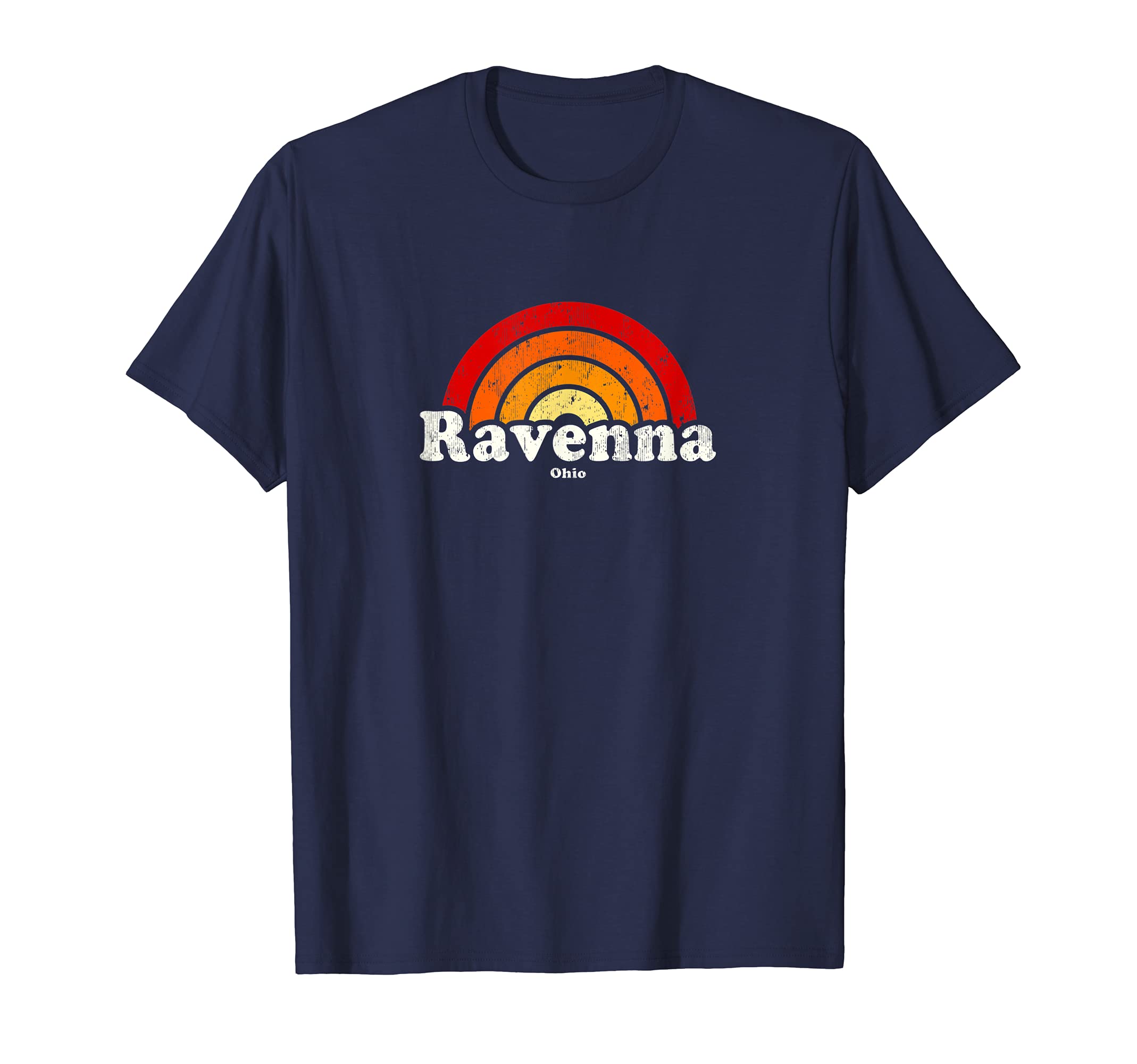Ravenna Ohio Oh 70S Rainbow T-Shirt - Aesthetic Graphic Unisex - T-Shirt, Sweatshirt, Hoodie