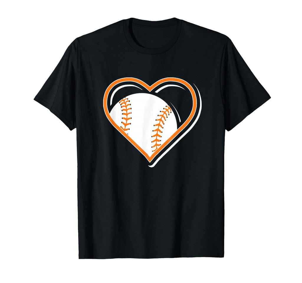 Orange Baseball Heart Baseball Heart T-Shirt - Streetwear Style Men Women - T-Shirt, Sweatshirt, Hoodie