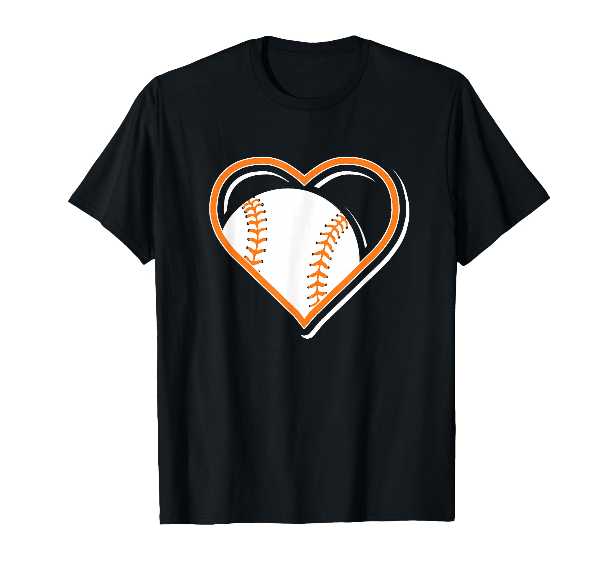 Orange Baseball Heart Baseball Heart T-Shirt - Streetwear Style Men Women - T-Shirt, Sweatshirt, Hoodie