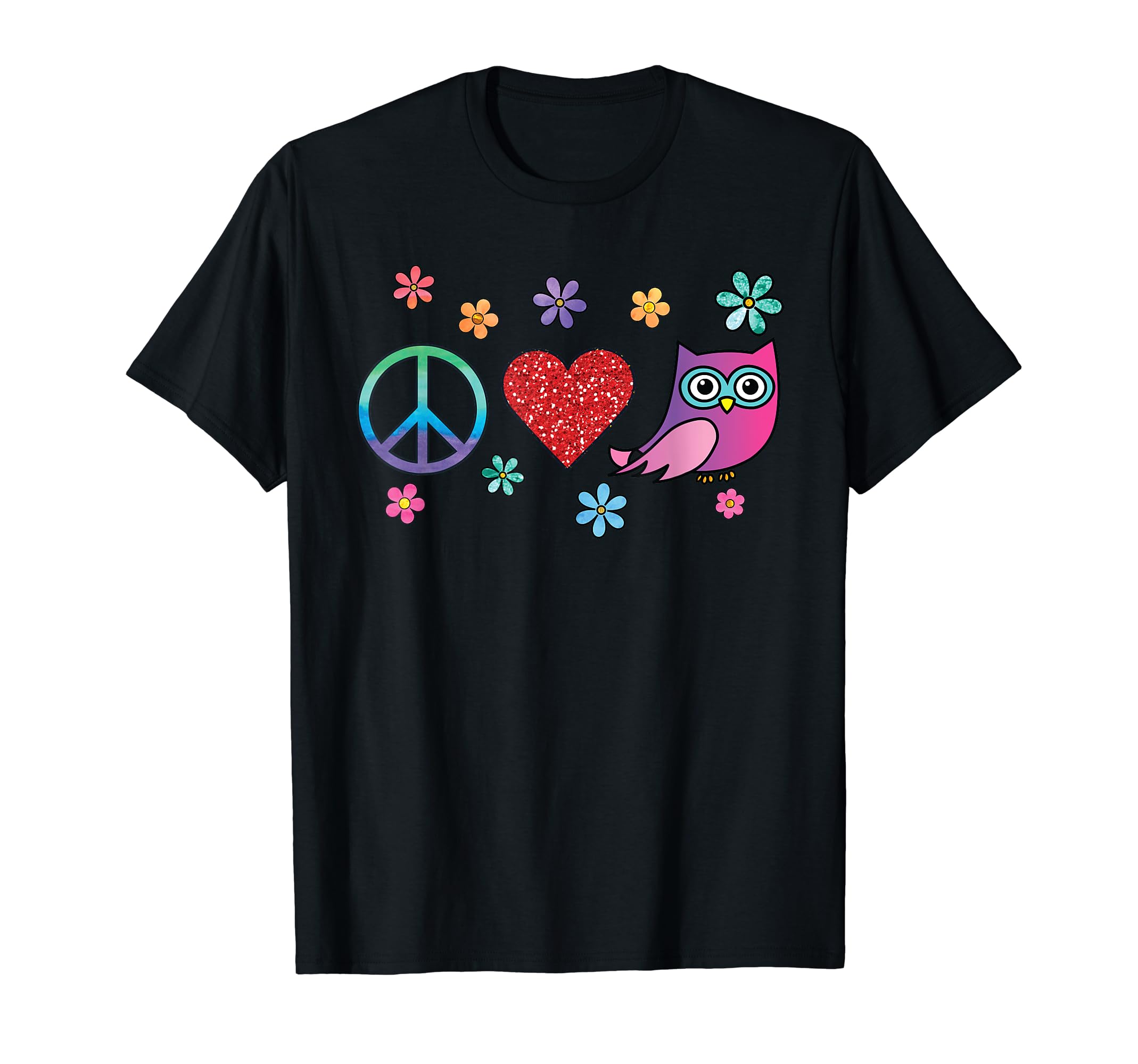 Owl Peace Love Hippie Rainbow Boho Bird T-Shirt - Streetwear Style Unisex - T-Shirt, Sweatshirt, Hoodie