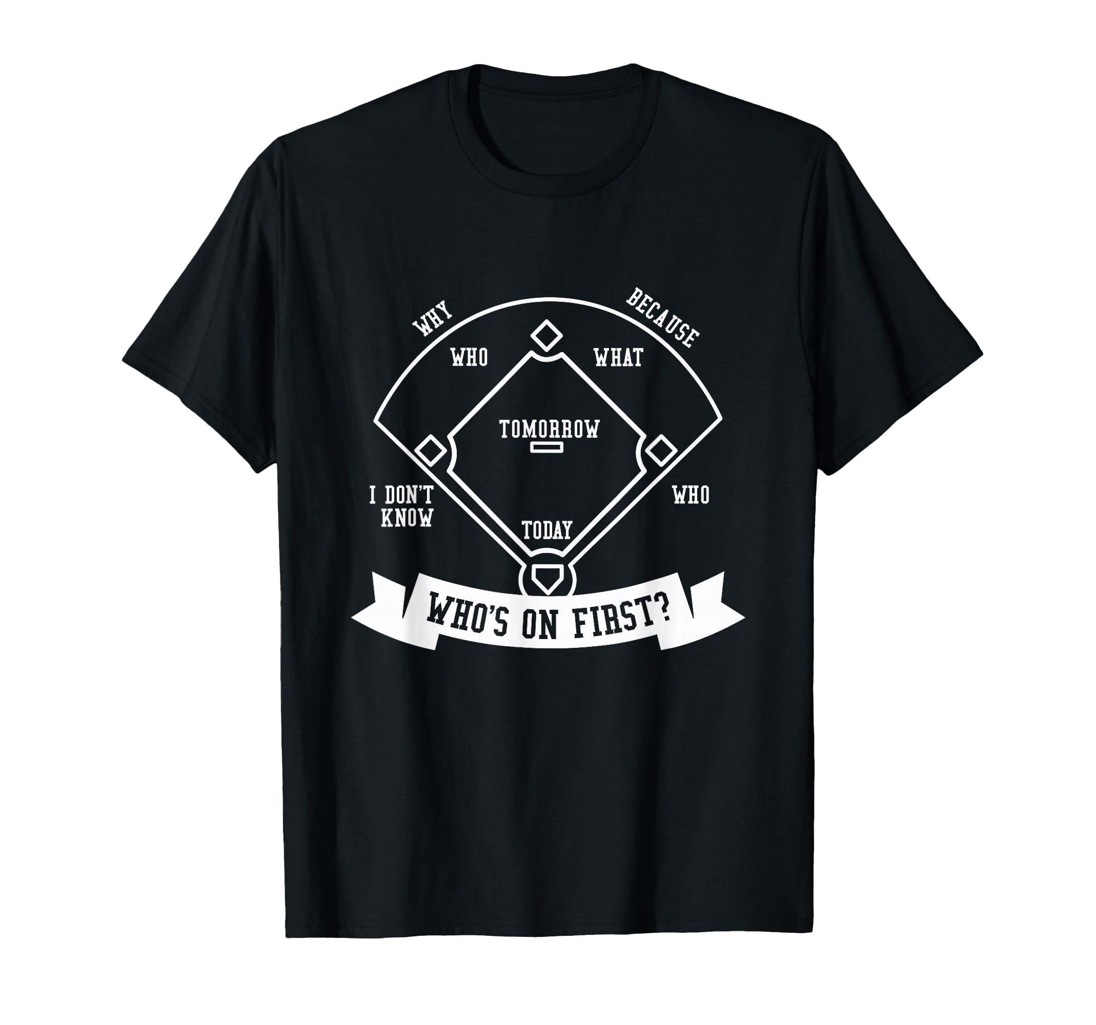 Whos First Baseball Sports Font Dark T-Shirt - Trendy Graphic Men Women - T-Shirt, Sweatshirt, Hoodie