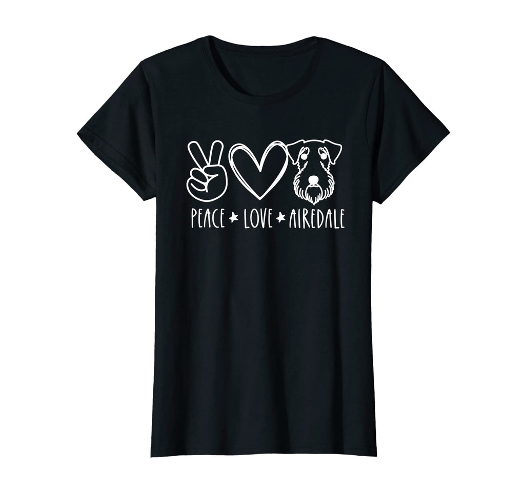 Peace Love And Airedale Terrier Dogs T-Shirt - Custom Art Print Men Women - T-Shirt, Sweatshirt, Hoodie