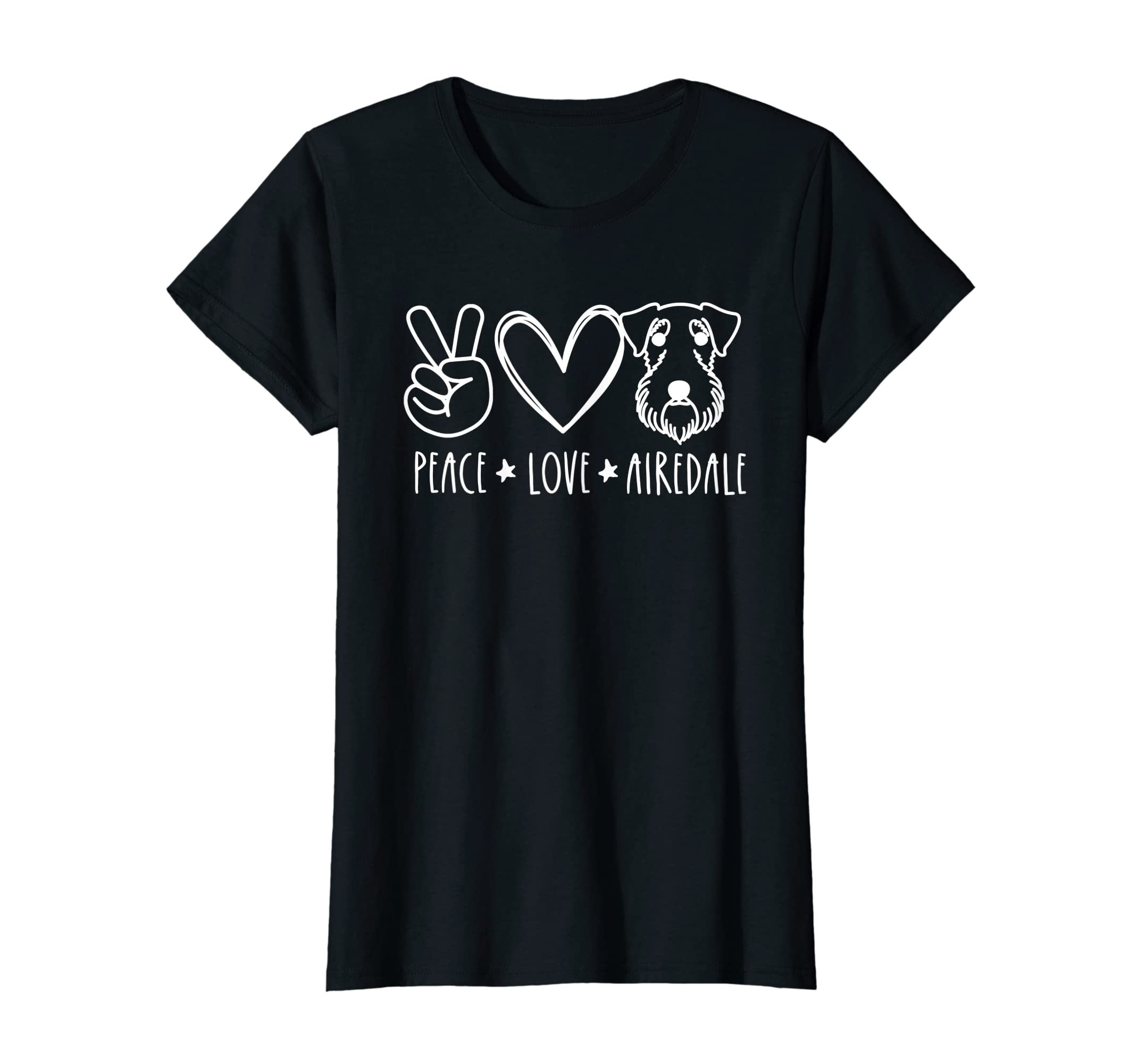 Peace Love And Airedale Terrier Dogs T-Shirt - Custom Art Print Men Women - T-Shirt, Sweatshirt, Hoodie