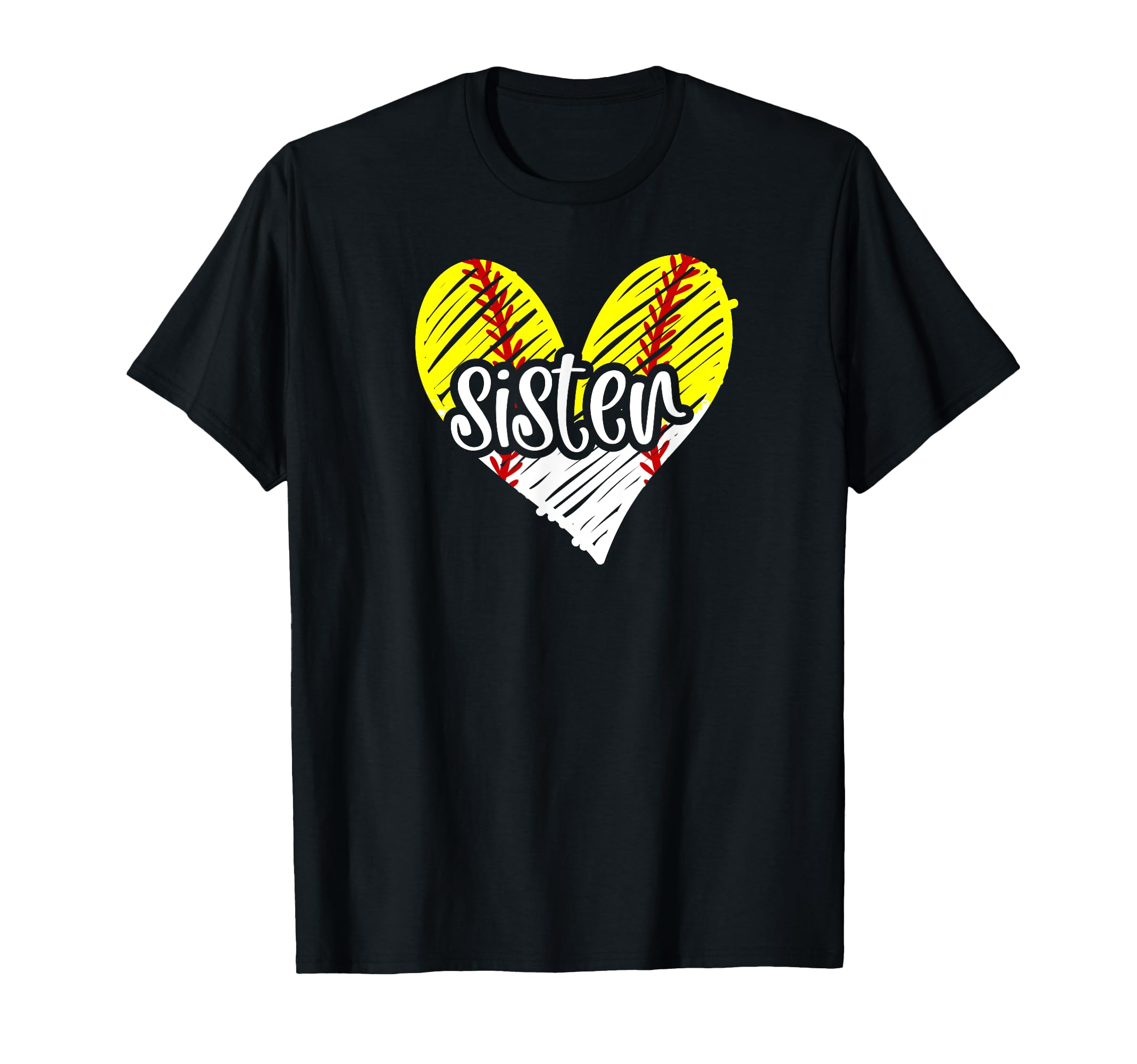 Softball Baseball Sister Heart T-Shirt - Aesthetic Graphic Men Women - T-Shirt, Sweatshirt, Hoodie