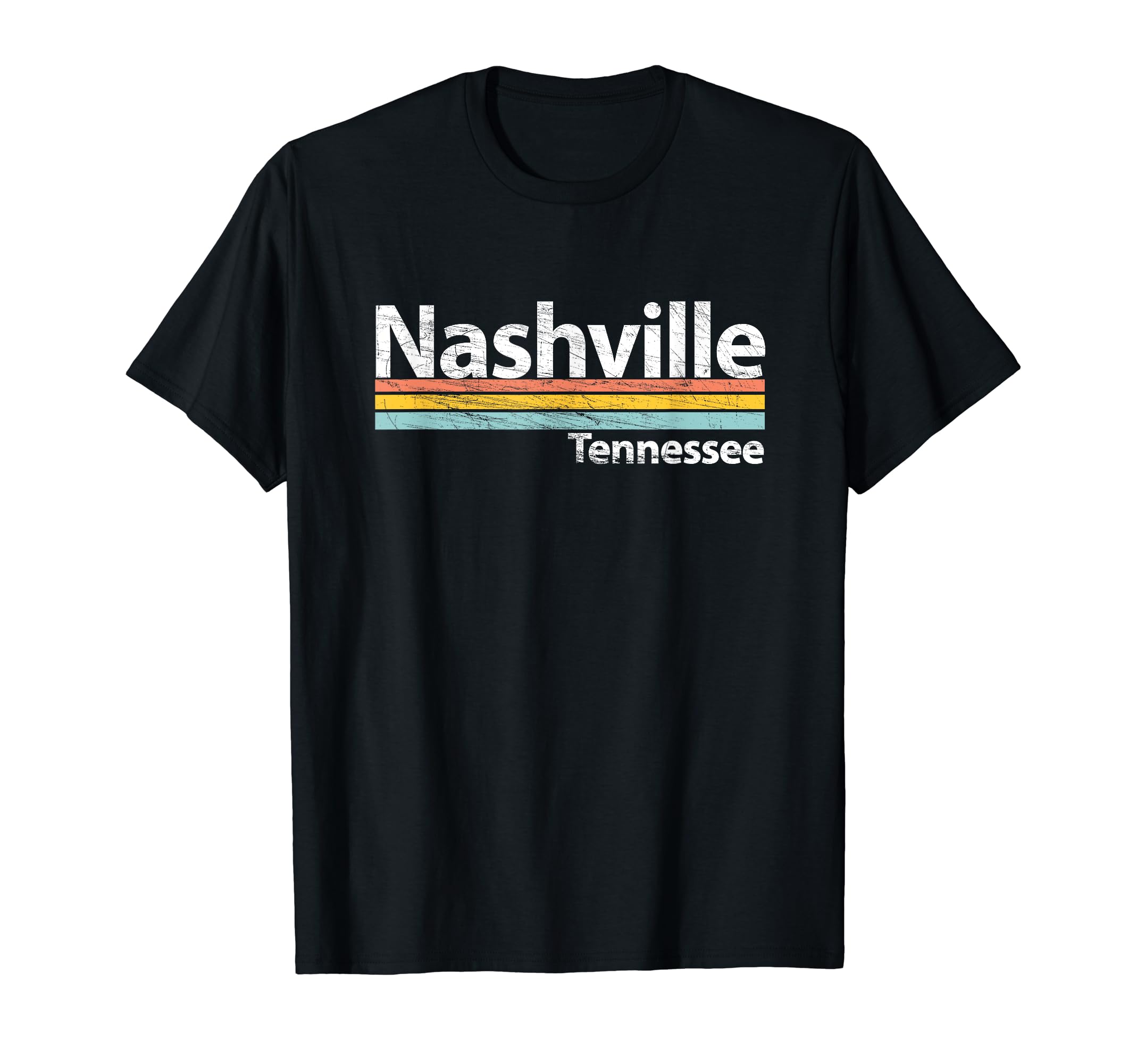 Nashville Tennessee Worn Stripes T-Shirt - Trendy Graphic for Adults - T-Shirt, Sweatshirt, Hoodie
