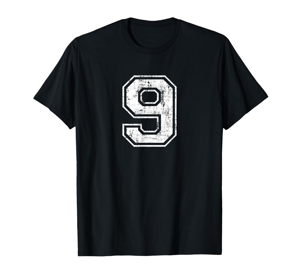 Number 9 Nine Distressed Sports T-Shirt - Casual Everyday Wear for Adults - T-Shirt, Sweatshirt, Hoodie