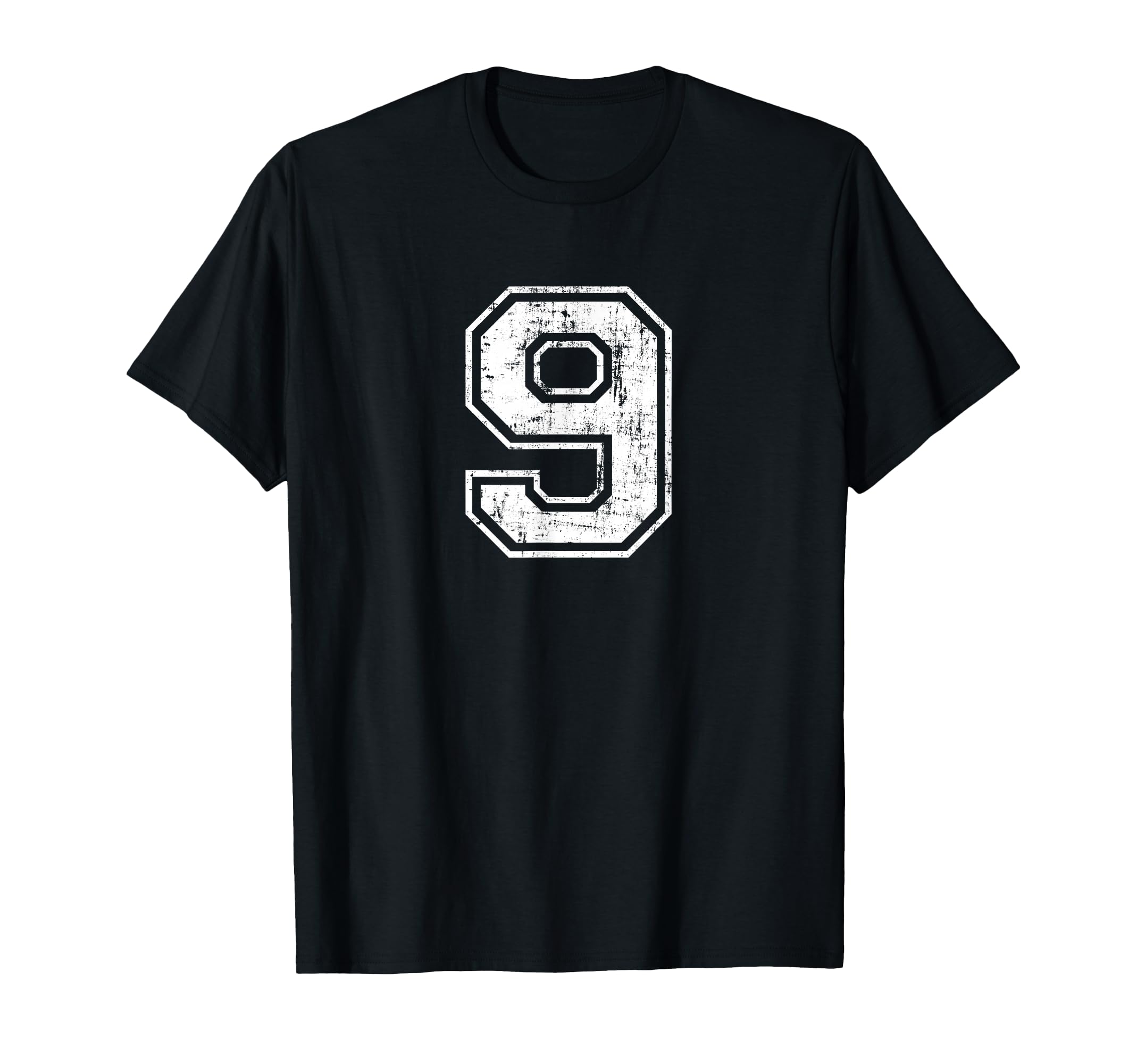 Number 9 Nine Distressed Sports T-Shirt - Casual Everyday Wear for Adults - T-Shirt, Sweatshirt, Hoodie