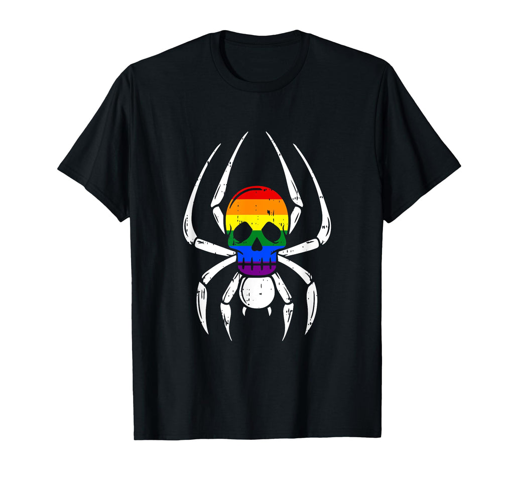 Skull Spider Gay Pride Lgbt Q Rainbow T-Shirt - Novelty Apparel for Adults - T-Shirt, Sweatshirt, Hoodie