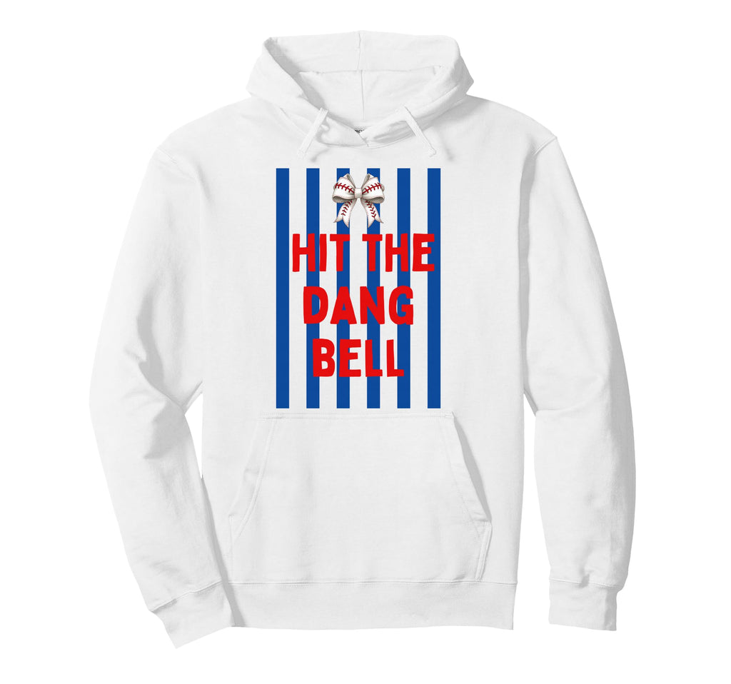 Striped Baseball Hit Dang Ball Bow Trendy Hoodie - Unique Graphic Unisex - T-Shirt, Sweatshirt, Hoodie