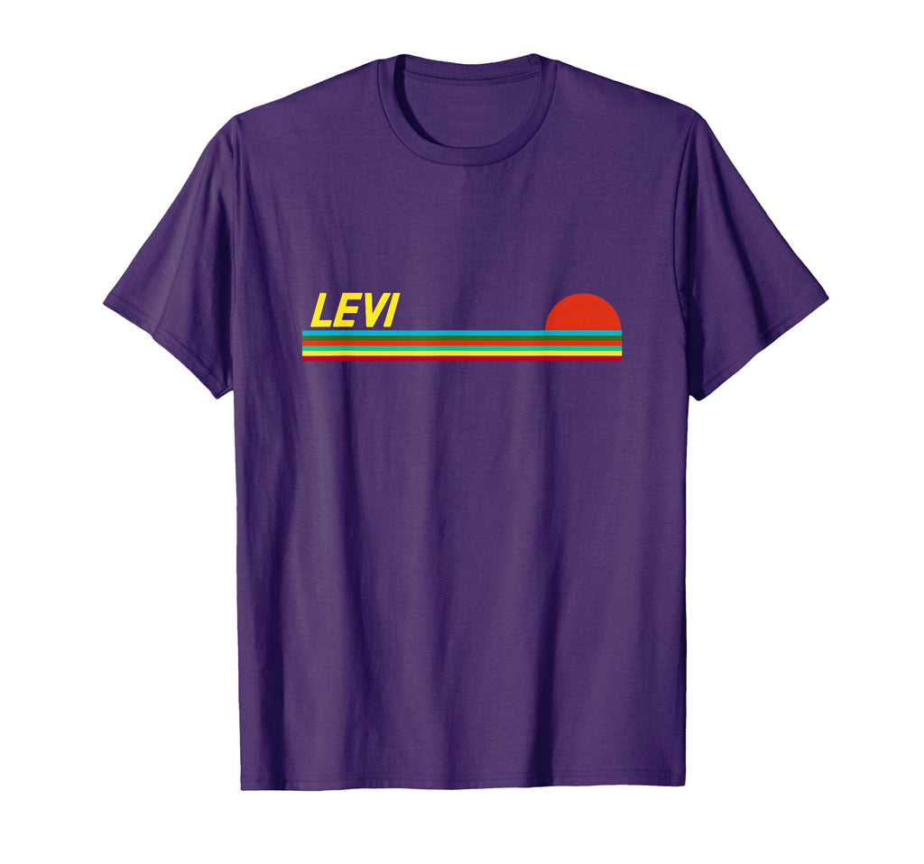 Levi First Name Logo Sunset Surfer Levi T-Shirt - Graphic Print for Adults - T-Shirt, Sweatshirt, Hoodie