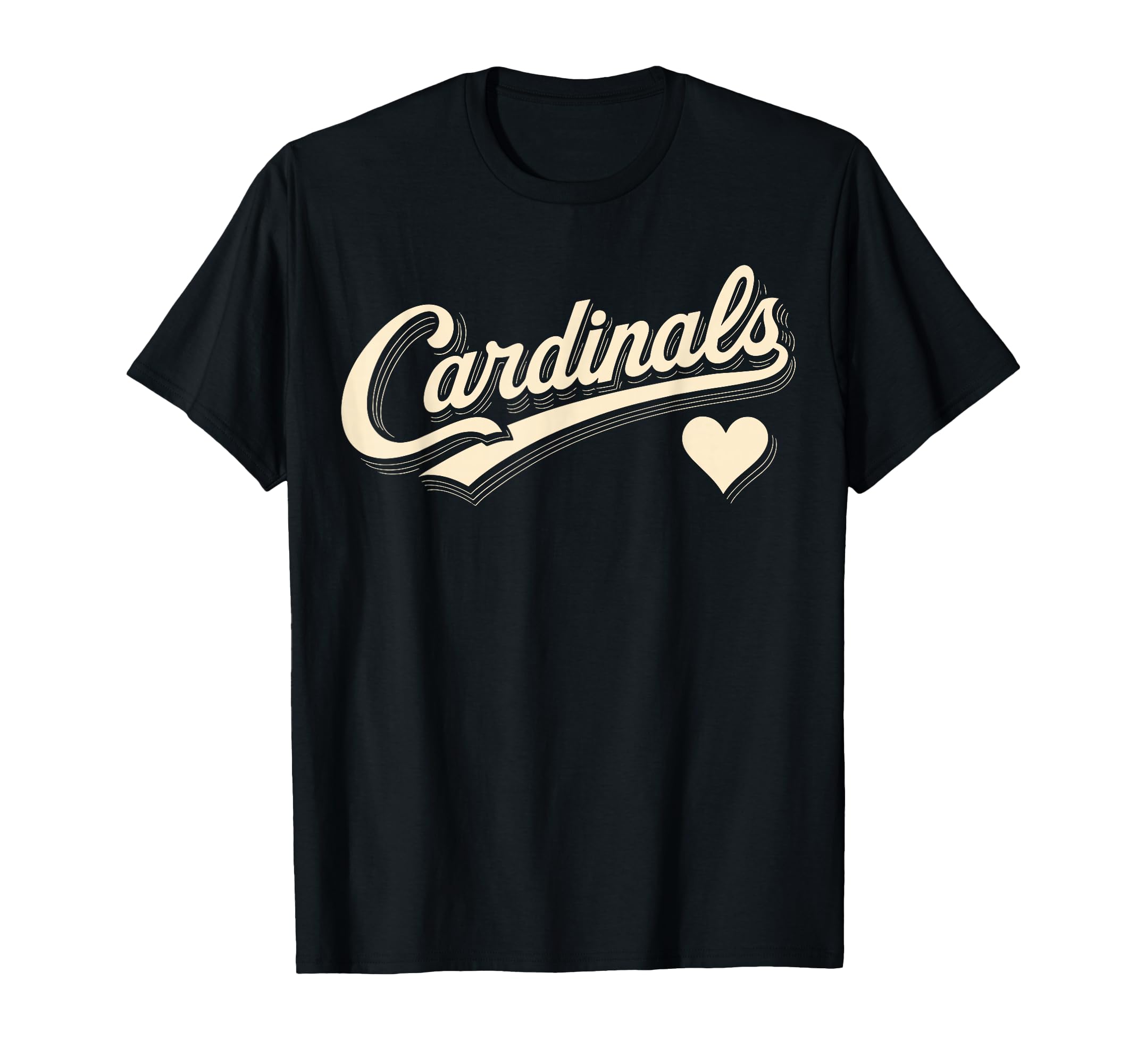 Cardinals Script Typography Heart Gift T-Shirt - Custom Art Print Unisex - T-Shirt, Sweatshirt, Hoodie