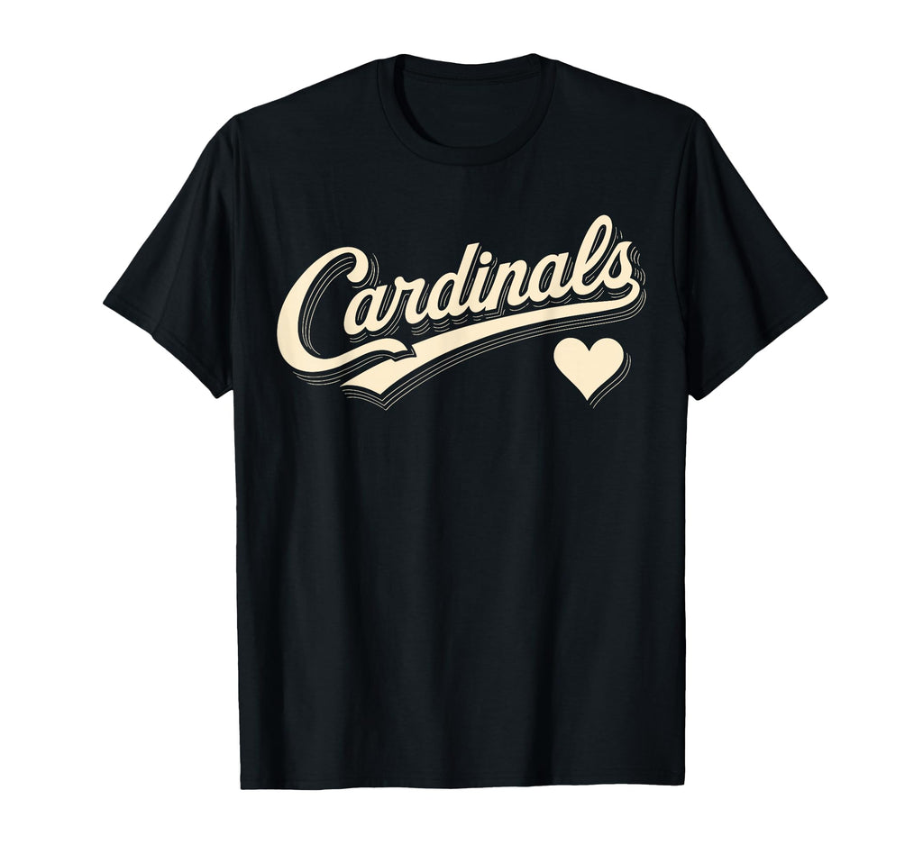 Cardinals Script Typography Heart T-Shirt - Fun Novelty Design Men Women - T-Shirt, Sweatshirt, Hoodie
