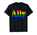 Ally Pride Rainbow Letters Distressed T-Shirt - Novelty Apparel Unisex - T-Shirt, Sweatshirt, Hoodie