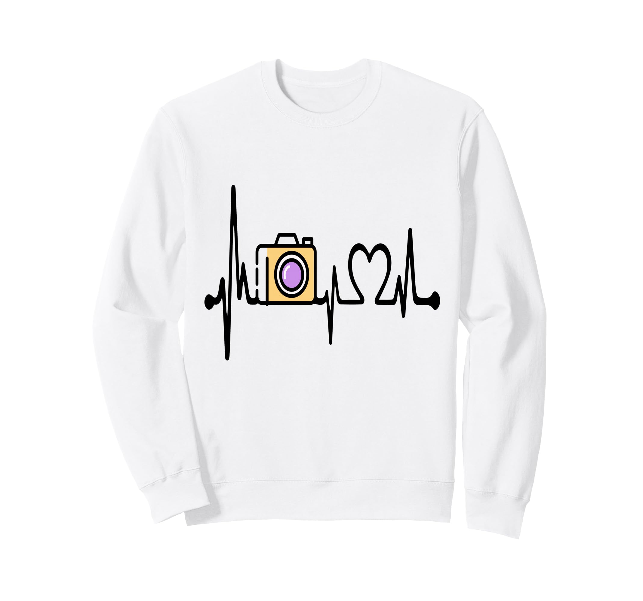 Womens Funny Camera Heartbeat Sweatshirt - Unique Graphic for Adults - T-Shirt, Sweatshirt, Hoodie