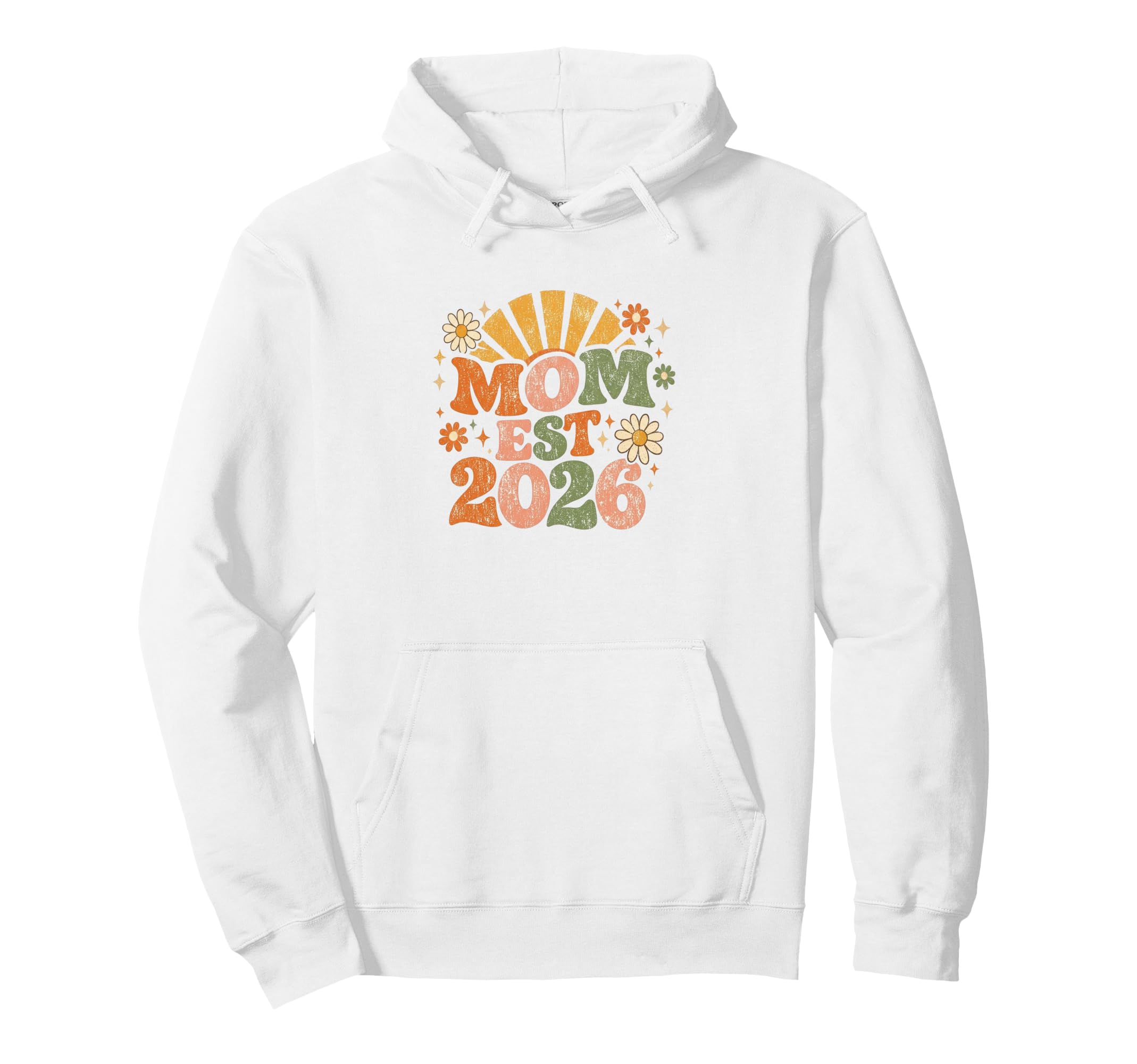Mom Est 2026 Groovy Daisy Flower New Hoodie - Minimalist Print for Adults - T-Shirt, Sweatshirt, Hoodie