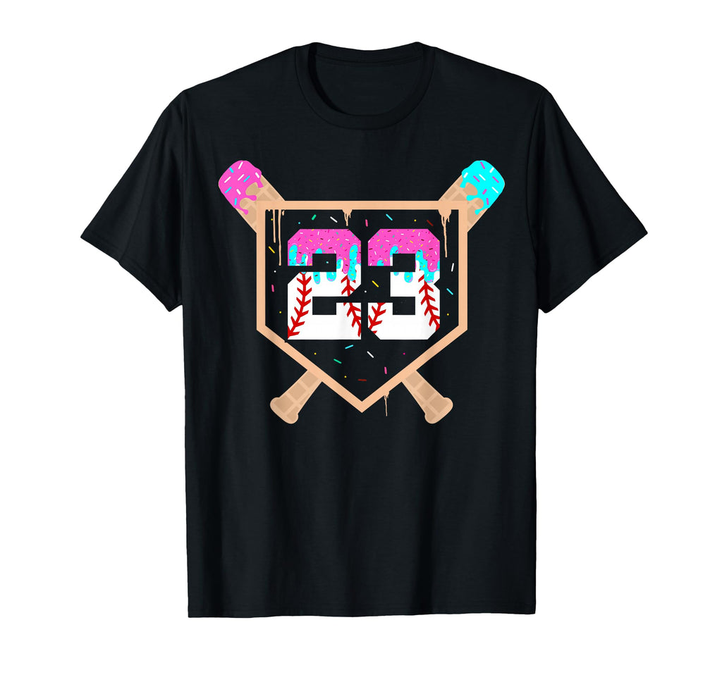 Baseball Ice Cream Drip Number 23 T-Shirt - Fun Novelty Design Men Women - T-Shirt, Sweatshirt, Hoodie