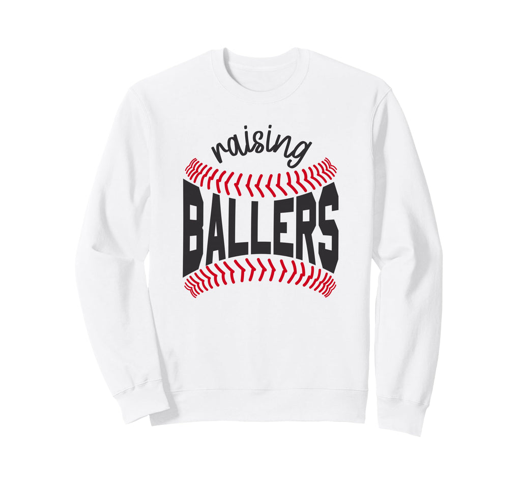 Raising Ballers Mom Baseball Sweatshirt - Custom Art Print Men Women - T-Shirt, Sweatshirt, Hoodie