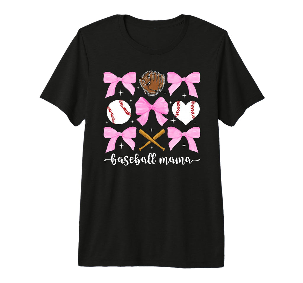 Baseball Mama Bow Baseball Mom Baseball T-Shirt - Novelty Apparel Unisex - T-Shirt, Sweatshirt, Hoodie