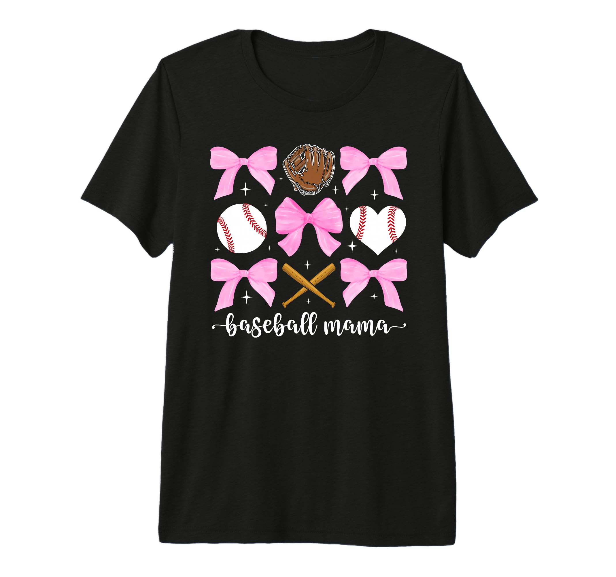 Baseball Mama Bow Baseball Mom Baseball T-Shirt - Novelty Apparel Unisex - T-Shirt, Sweatshirt, Hoodie
