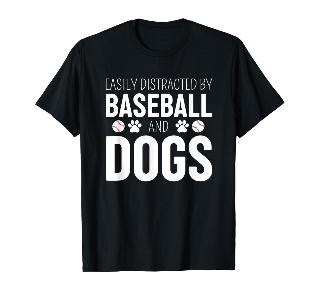 Easily Distracted Baseball And Dogs T-Shirt - Aesthetic Graphic for Adults - T-Shirt, Sweatshirt, Hoodie