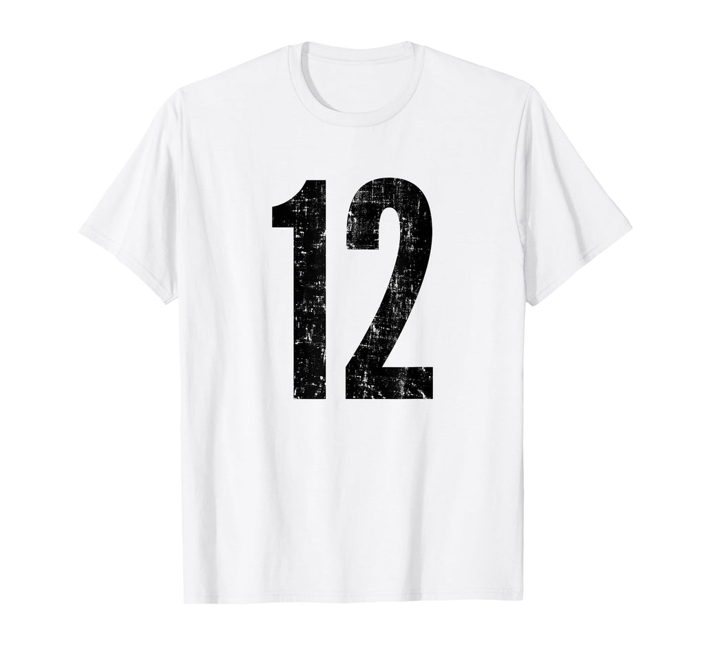 Number 12 Twelve Distressed Sports T-Shirt - Fun Novelty Design for Adults - T-Shirt, Sweatshirt, Hoodie