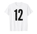 Number 12 Twelve Distressed Sports T-Shirt - Fun Novelty Design for Adults - T-Shirt, Sweatshirt, Hoodie