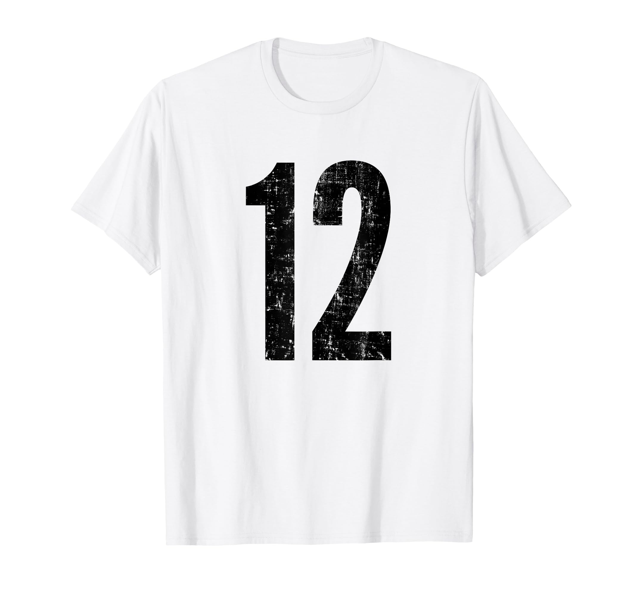 Number 12 Twelve Distressed Sports T-Shirt - Fun Novelty Design for Adults - T-Shirt, Sweatshirt, Hoodie