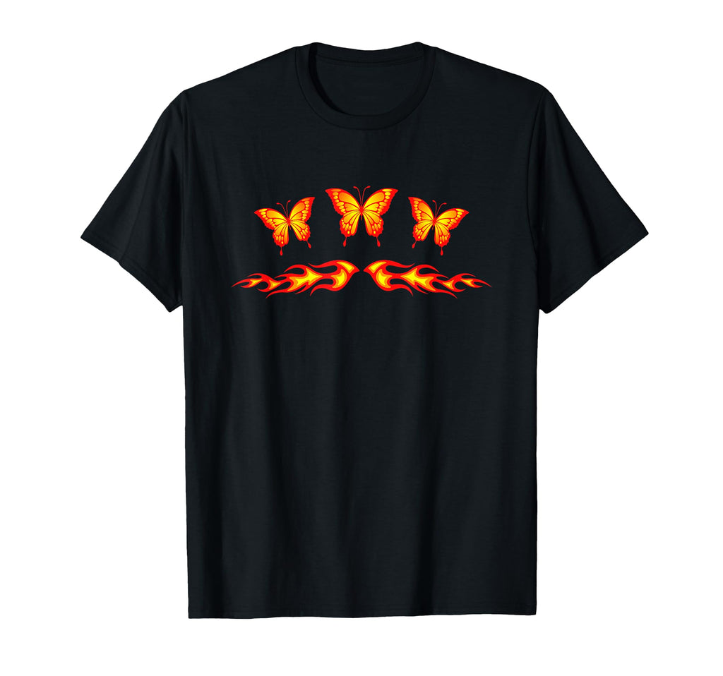 Orange Butterfly Tattoo Tribal Flames T-Shirt - Unique Graphic for Adults - T-Shirt, Sweatshirt, Hoodie