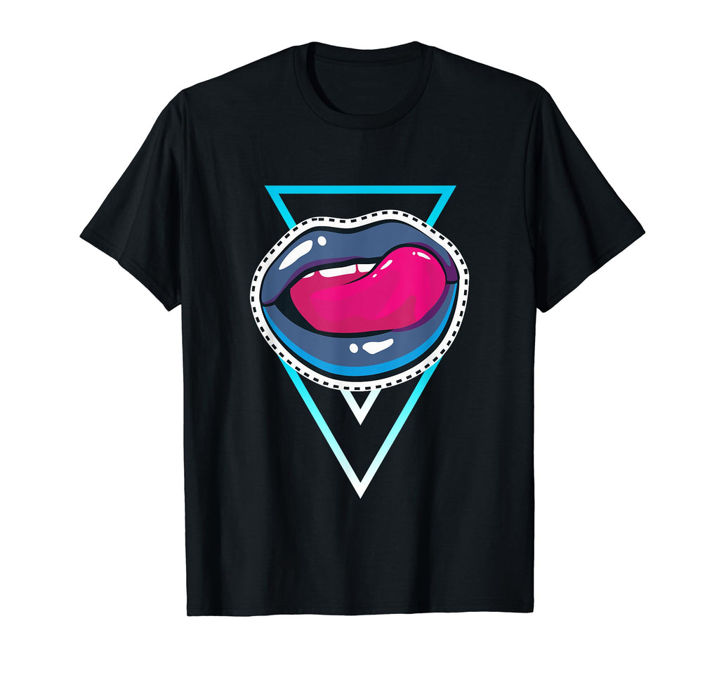 80S Neon Art Lip Lick T-Shirt - Fun Novelty Design Men Women - T-Shirt, Sweatshirt, Hoodie